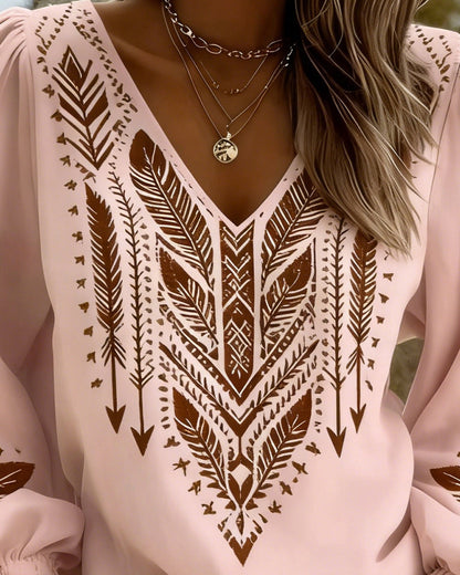 Clara – Puff Sleeve V-Neck Blouse