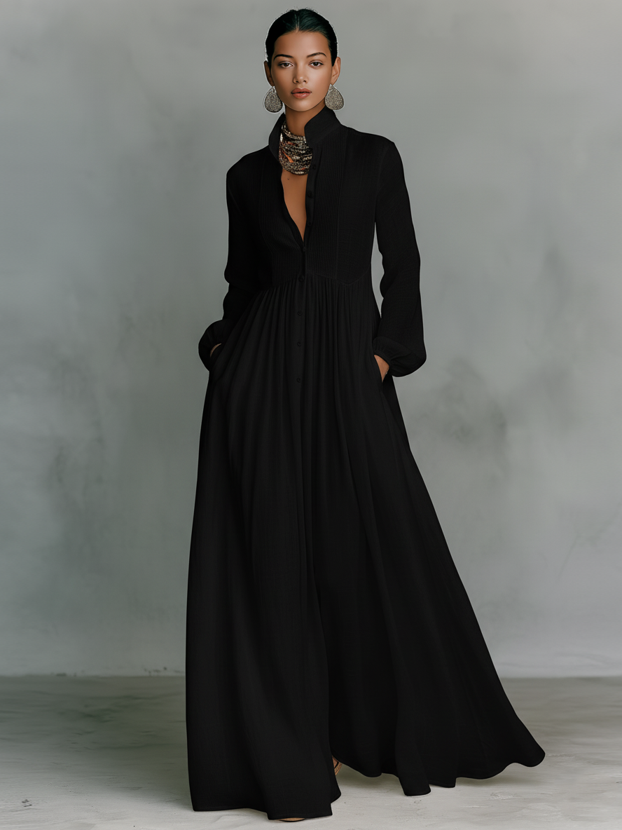 Aria – Patchwork Linen Maxi Dress