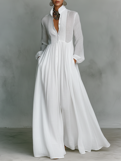 Aria – Patchwork Linen Maxi Dress
