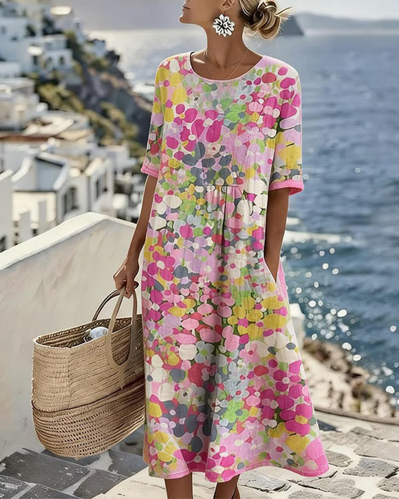 Elena – Light Floral Flow Midi Dress