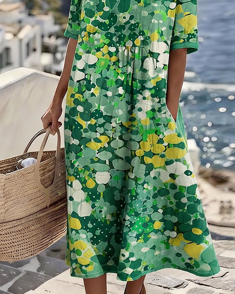 Elena – Light Floral Flow Midi Dress