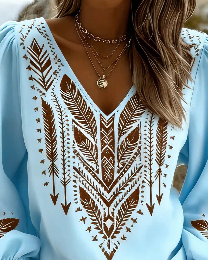 Clara – Puff Sleeve V-Neck Blouse