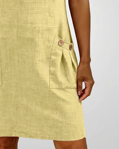 Nadia – Cotton Linen Zip Pocket Dress