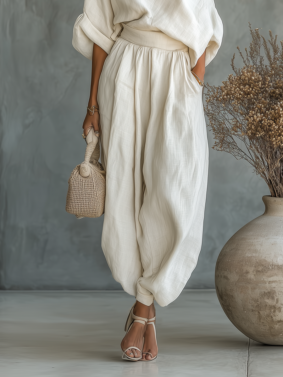 Paloma – Off-White Linen Off-Shoulder Co-Ord