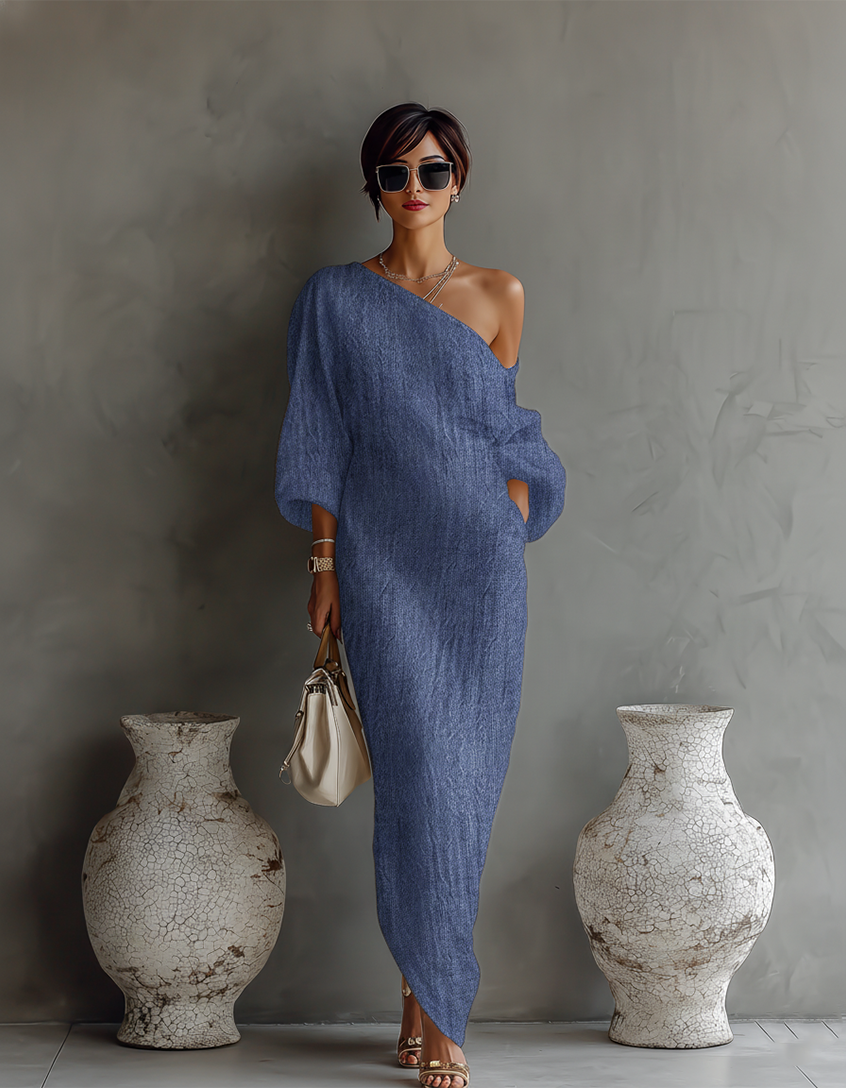 Alba – Ivory Linen Off-Shoulder Dress