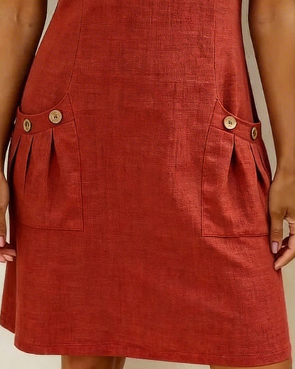 Nadia – Cotton Linen Zip Pocket Dress