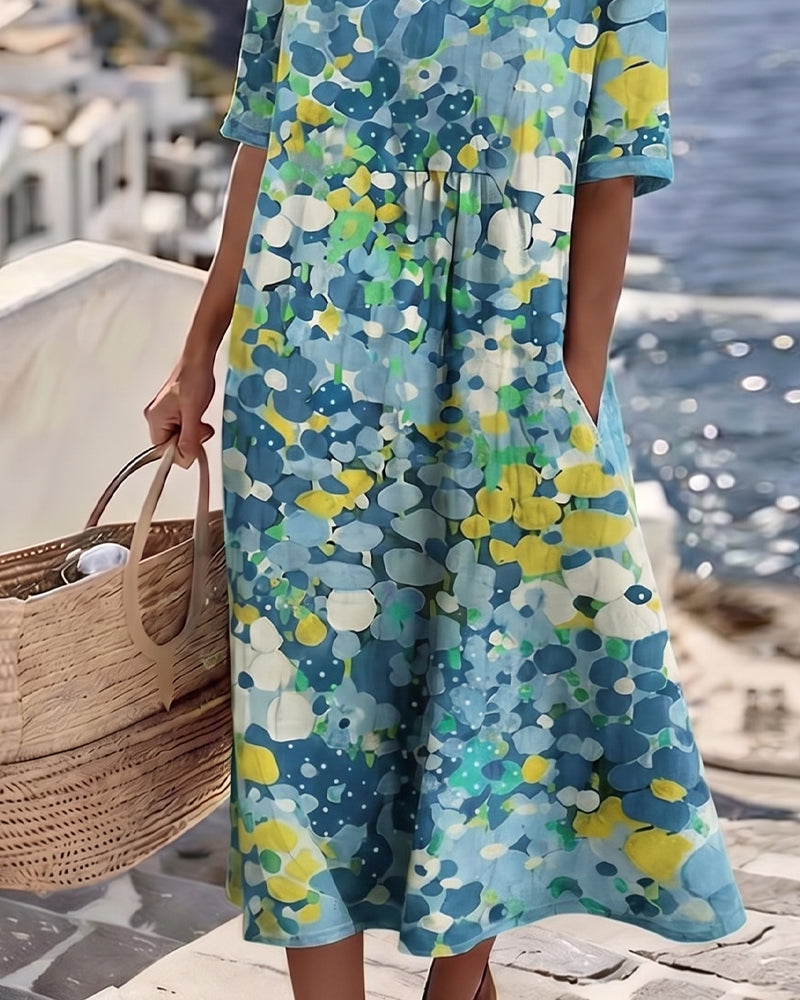 Elena – Light Floral Flow Midi Dress