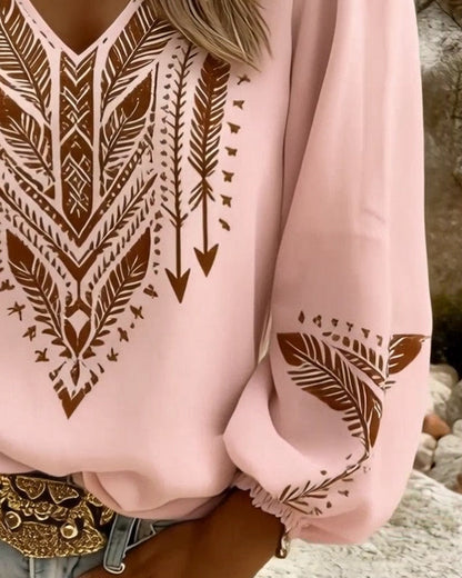 Clara – Puff Sleeve V-Neck Blouse