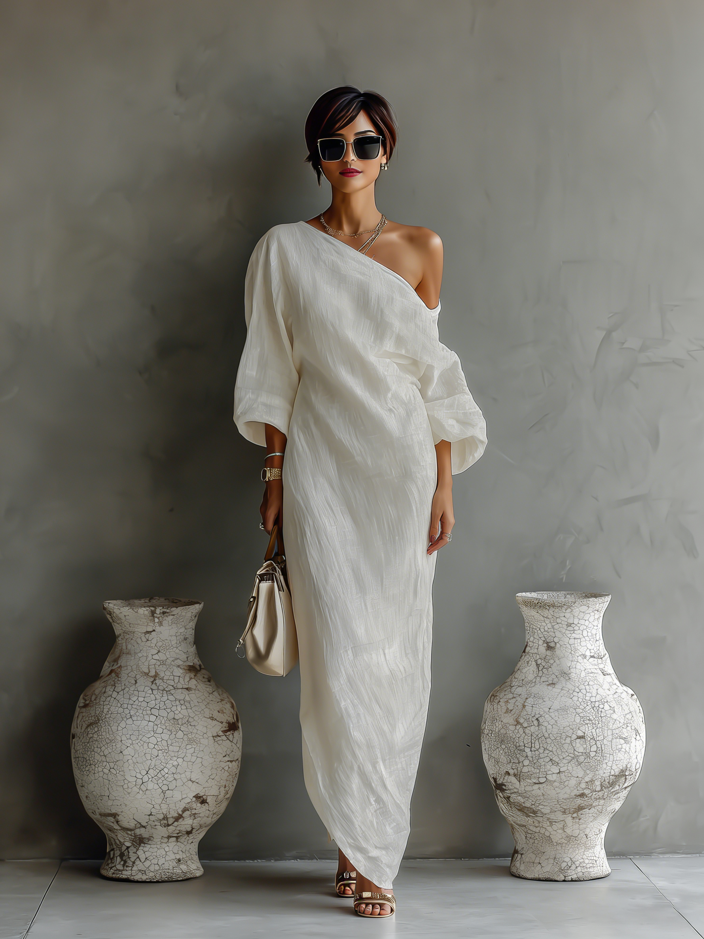 Alba – Ivory Linen Off-Shoulder Dress