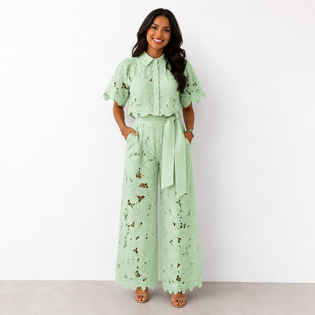 Isabela – Lace Embroidered Two-Piece Set