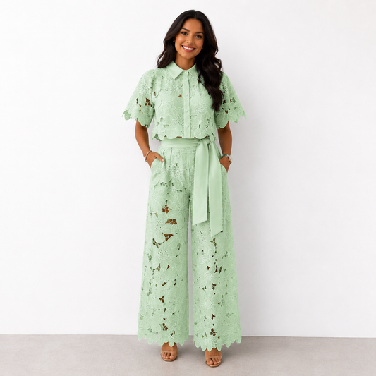 Isabela – Lace Embroidered Two-Piece Set