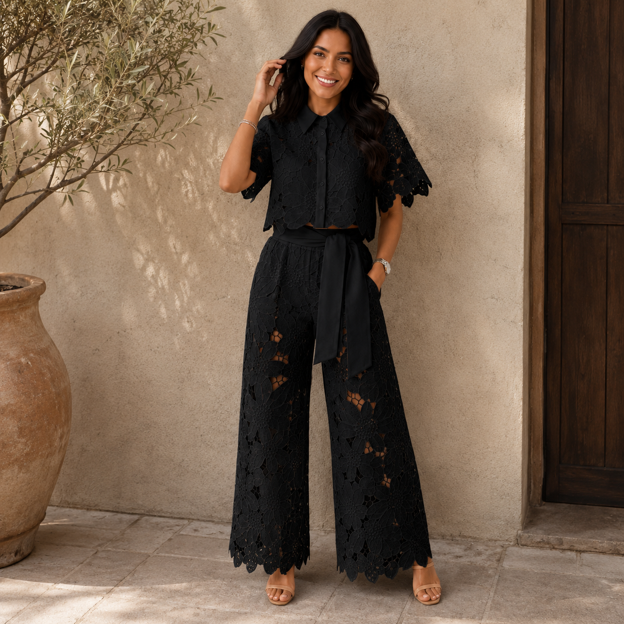 Isabela – Lace Embroidered Two-Piece Set