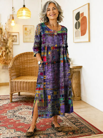 Manuela – Ethnic Patchwork Denim Dress
