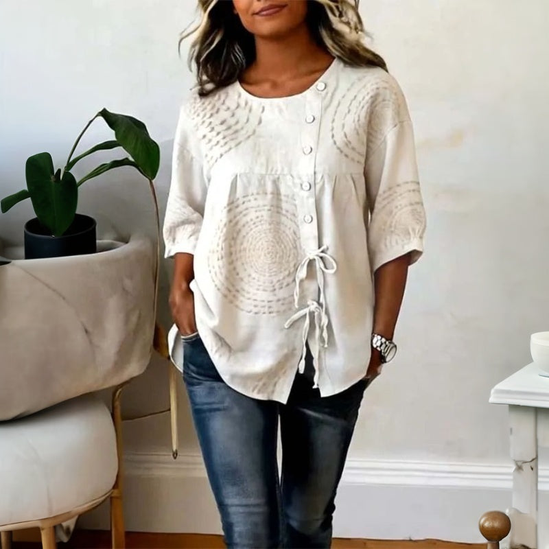 Margaux – Vintage Print Button Blouse