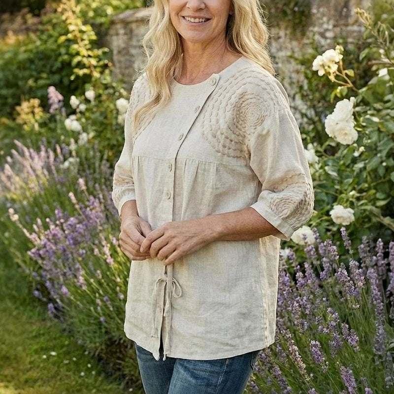 Margaux – Vintage Print Button Blouse