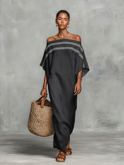 Bianca – Off-Shoulder Batwing Linen Maxi Dress