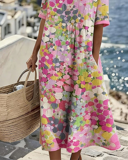 Elena – Light Floral Flow Midi Dress