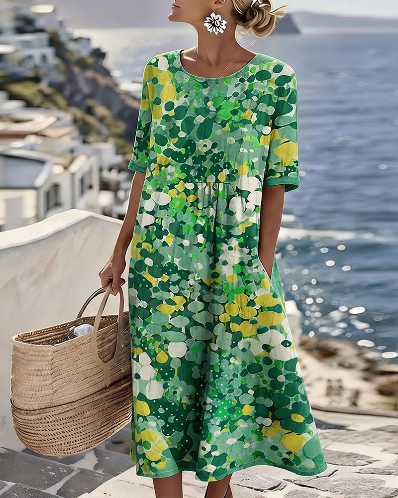 Elena – Light Floral Flow Midi Dress
