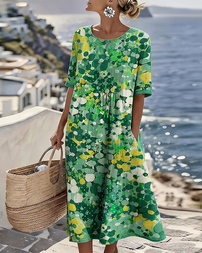 Elena – Light Floral Flow Midi Dress