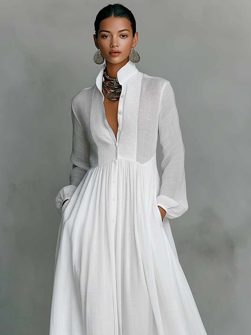 Aria – Patchwork Linen Maxi Dress