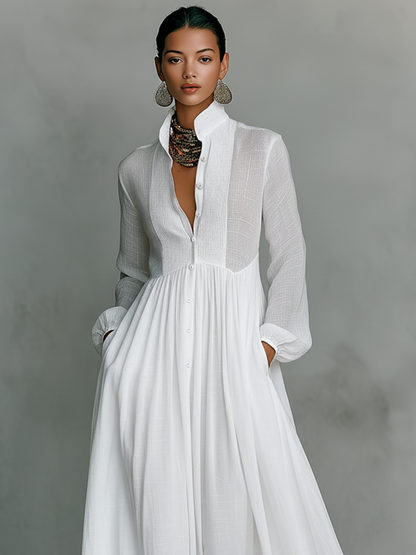 Aria – Patchwork Linen Maxi Dress