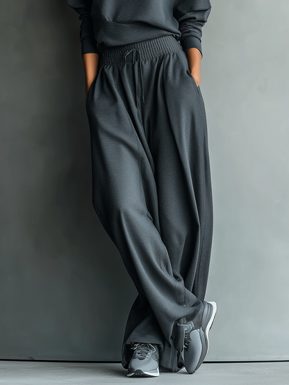 Stella – Charcoal Knit Wide-Leg Ensemble