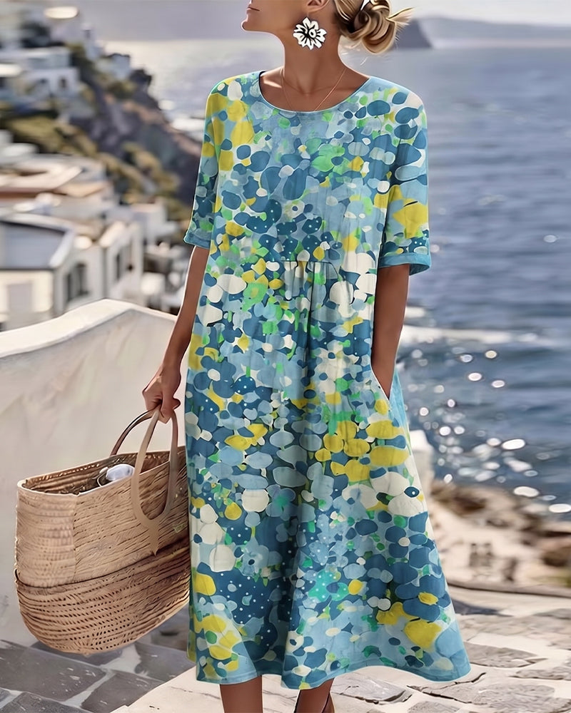 Elena – Light Floral Flow Midi Dress