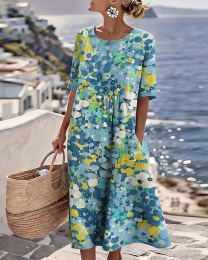 Elena – Light Floral Flow Midi Dress