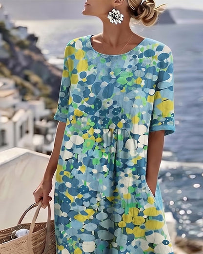 Elena – Light Floral Flow Midi Dress