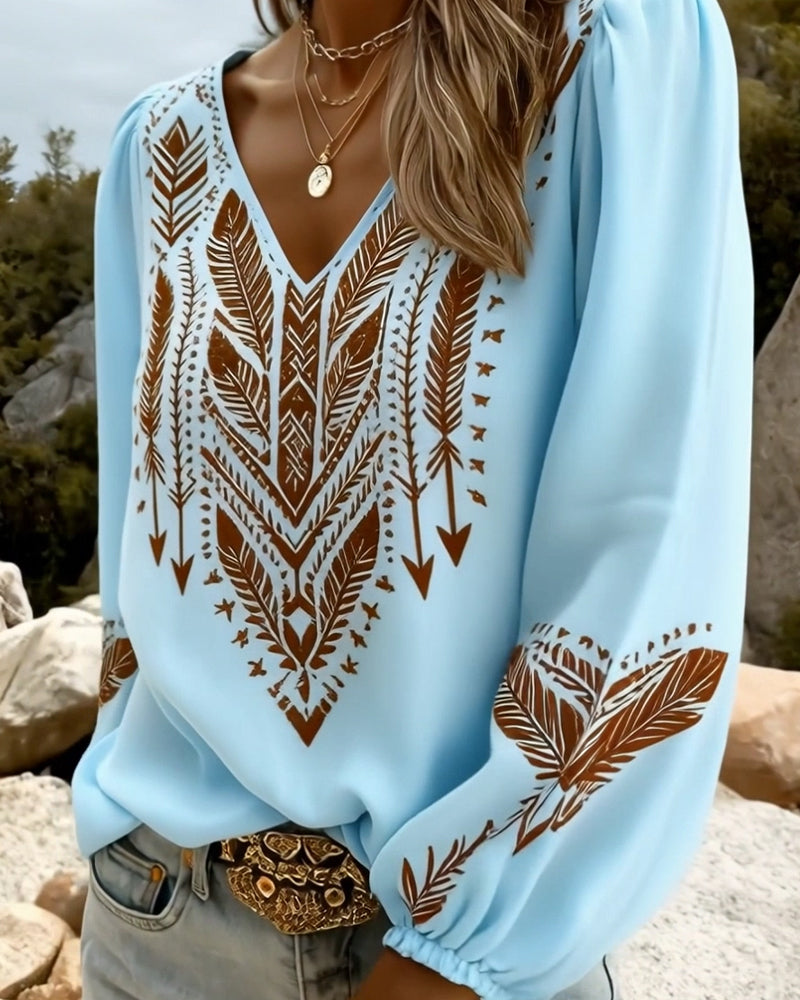 Clara – Puff Sleeve V-Neck Blouse
