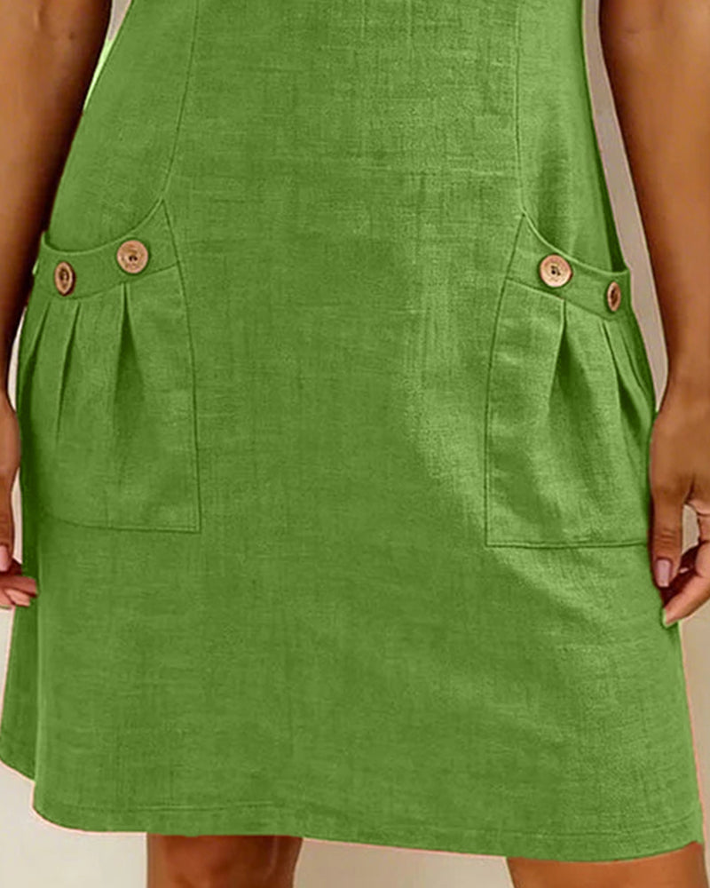 Nadia – Cotton Linen Zip Pocket Dress