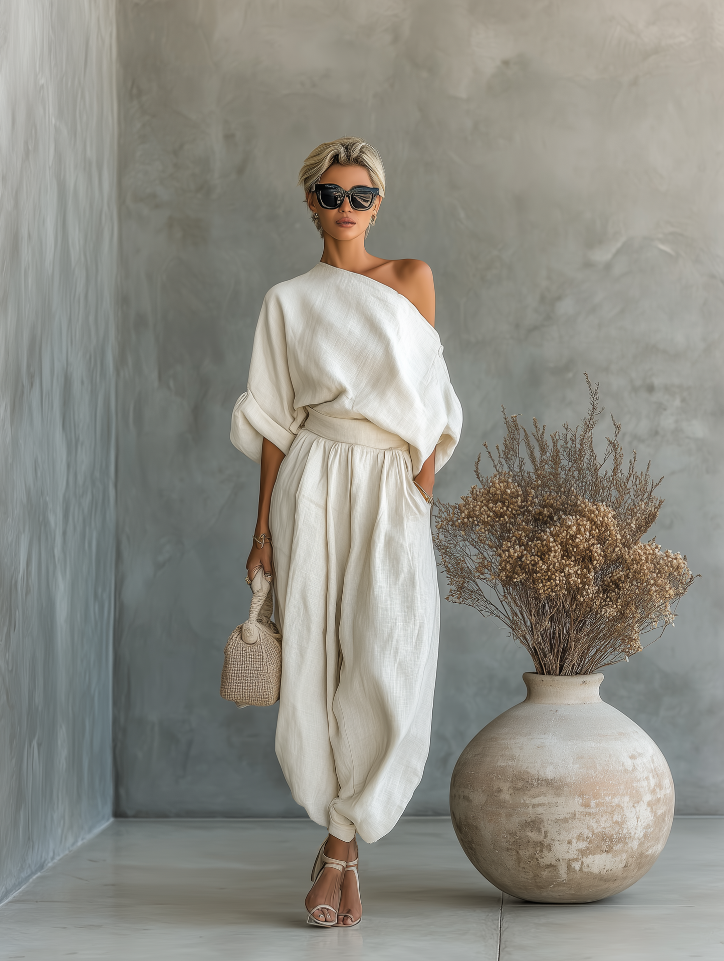 Paloma – Off-White Linen Off-Shoulder Co-Ord
