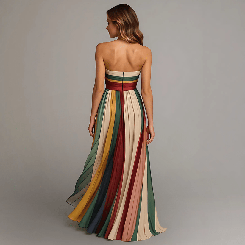 Ines – Sleeveless Striped Panel Maxi Dress